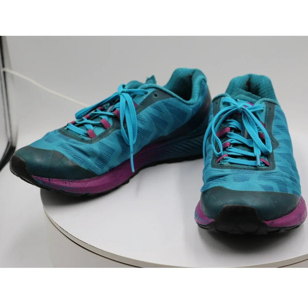 Merrell Agility Peak Flex 2 Trail Running Shoes Womens 7.5 Teal Purple Mesh